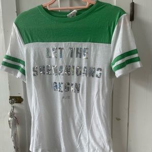Cute, Green and White PINK brand top with sequens